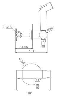 Гигиенический душ с термостатом Raglo R23.56.06 чёрный